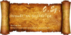 Ozsváth Szilárd névjegykártya